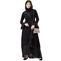 Designer abaya with Polka dotted frills- Black Designer abaya with Polka dotted frills- Black